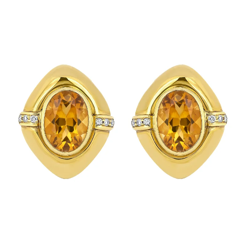 Earrings- Citrine And Diamond