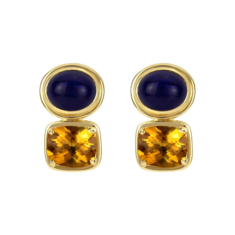 Earrings- Citrine And Lapis Lazuli