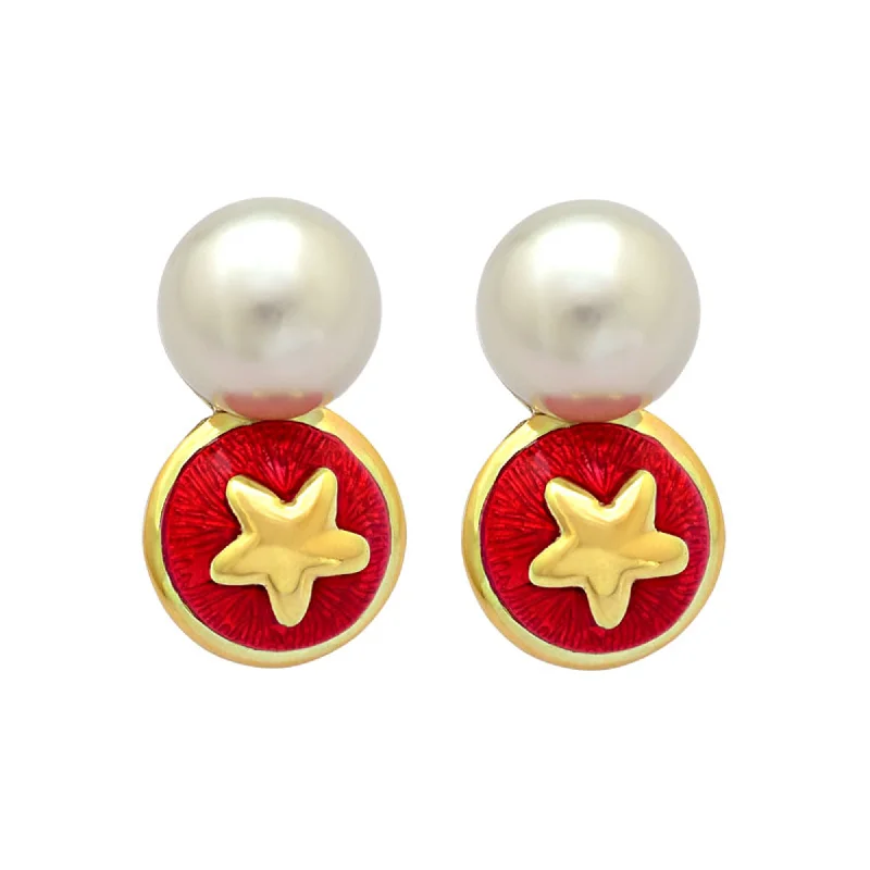 Earrings- South Sea Pearl (Enamel)