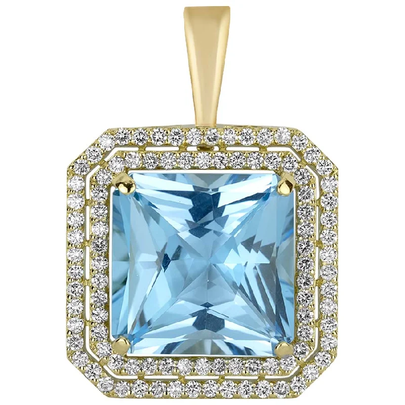 Pendant - Blue Topaz And Diamond