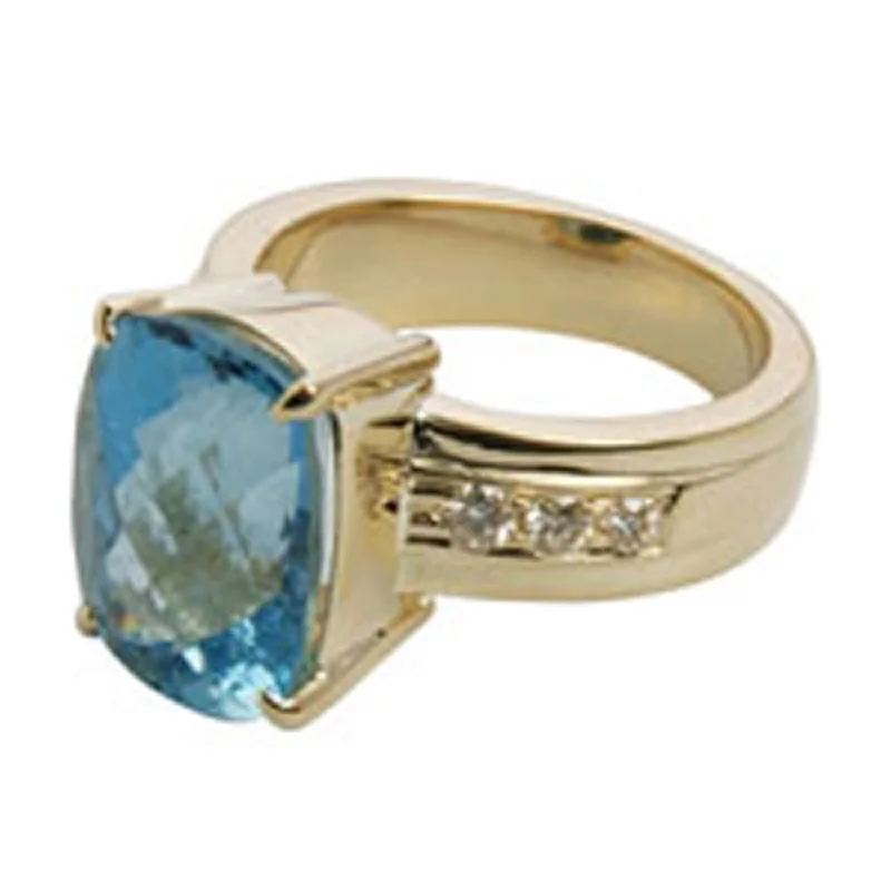 Ring- Blue Topaz And Diamond