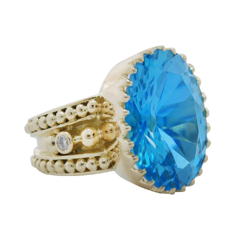 Ring- Blue Topaz And Diamond