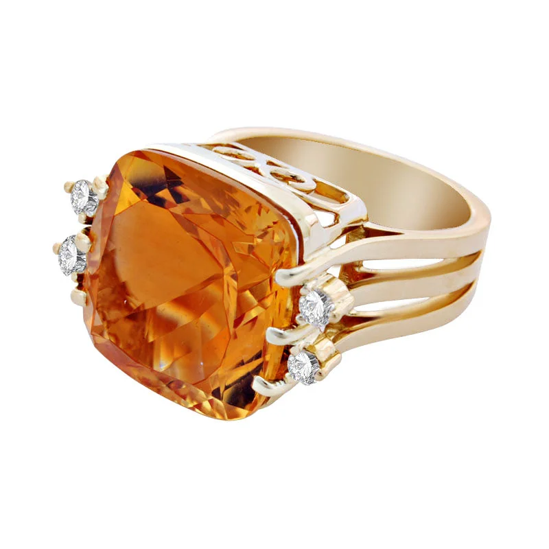 Ring- Citrine And Diamond