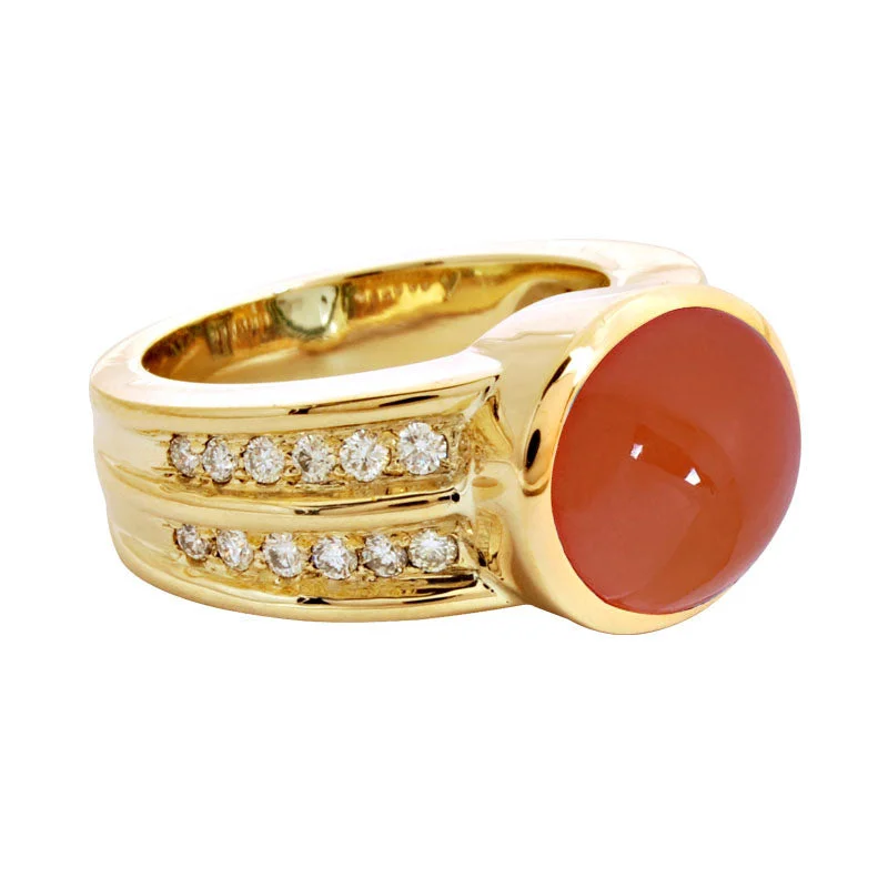 Ring- Cornelian And Diamond