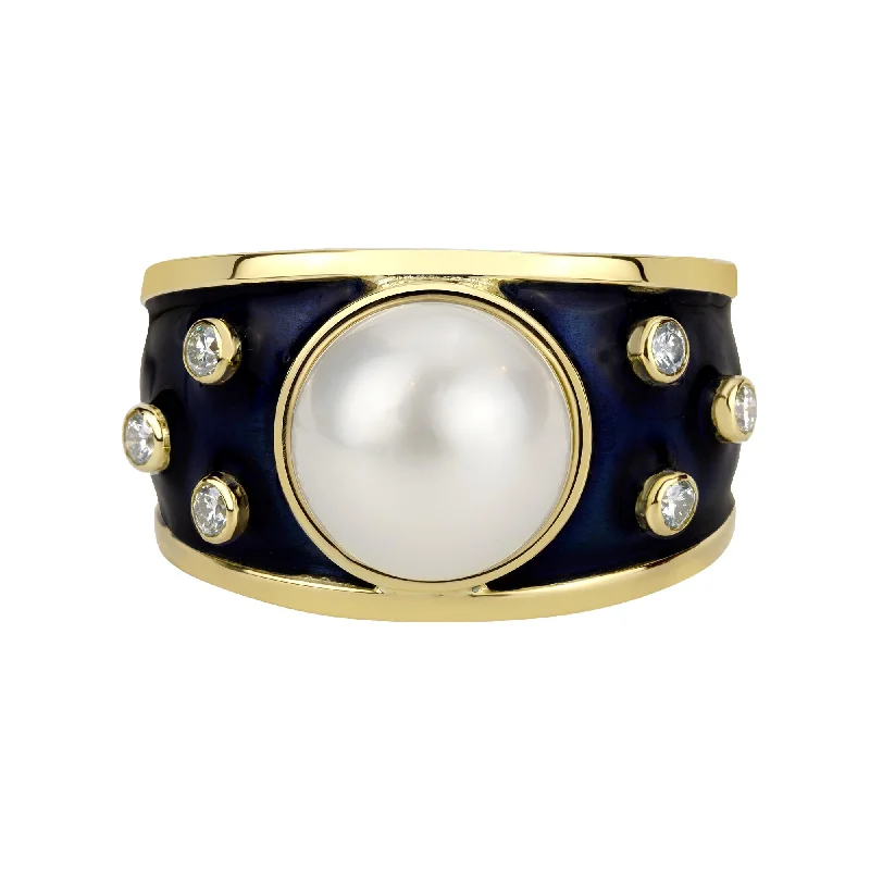 Ring- South Sea Pearl And Diamond (Enamel)