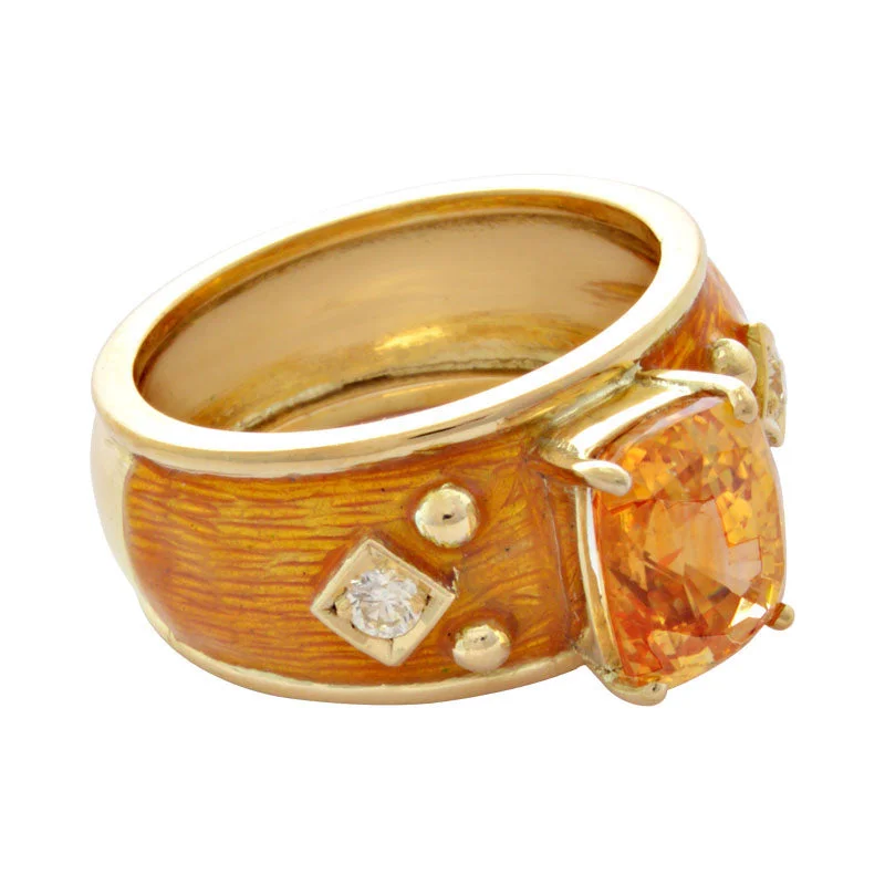 Ring - Yellow Sapphire & Diamond (enamel)