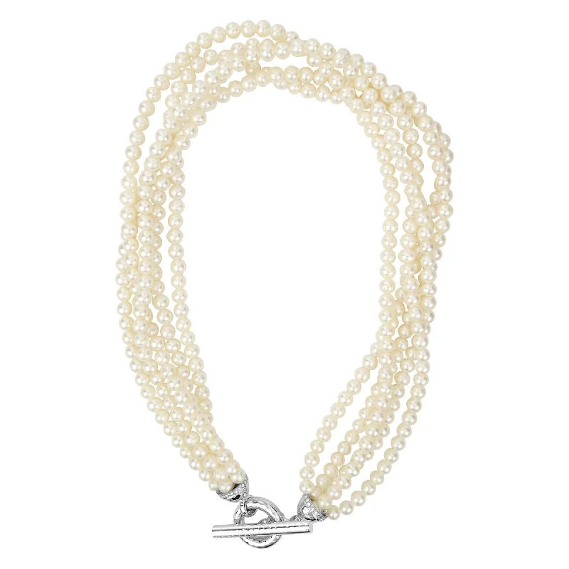 Toggle Necklace - Fresh Water Pearl And Diamond